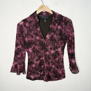 Inc International Concepts Stretch Pink/Black Top Y2K Bell Sleeve Women’s‎ Small